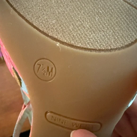 Nine West Floral Pointed Toe Slingbacks - Blue and Pink - Picture 3 of 3